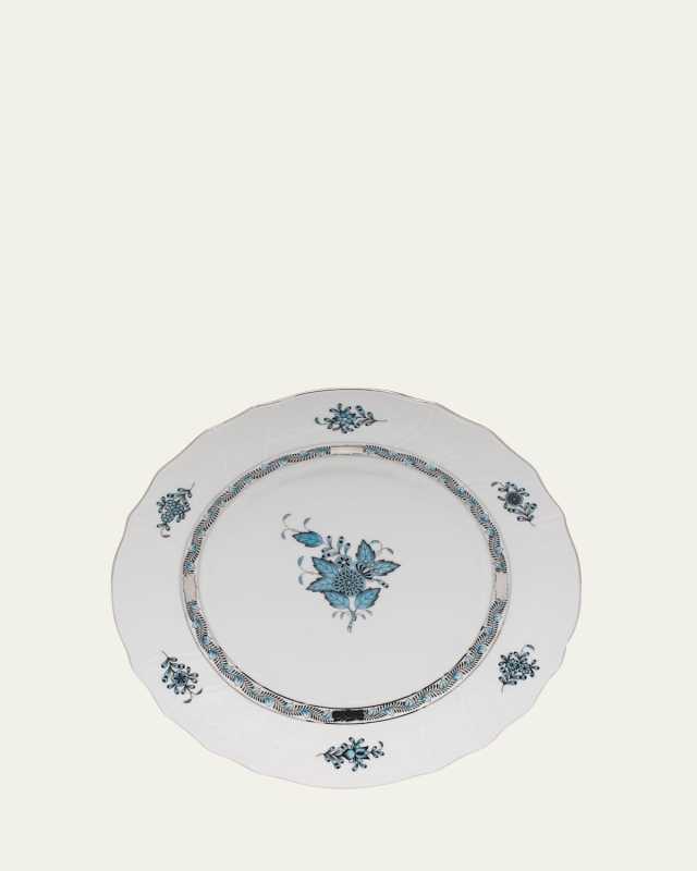 Chinese Bouquet Turquoise & Platinum Dinner Plate